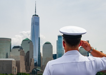 USS New York Departs Fleet Week NYC