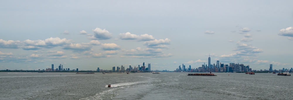 USS New York Departs Fleet Week NYC