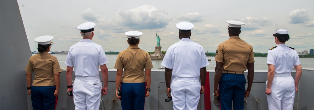 USS New York Departs Fleet Week NYC