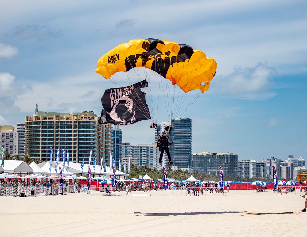 The U.S. Army Parachute Team Jumps Into The Hyundai Air and Sea Show