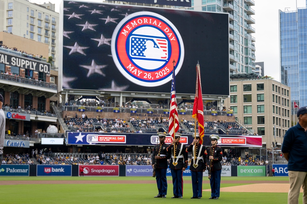 VMM-164 Ospreys fly over San Diego Padres Memorial Day game