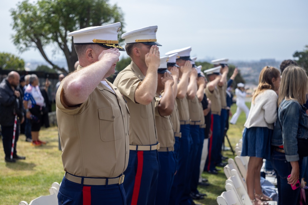 U.S. service members attend Memorial Day observance during LA Fleet Week
