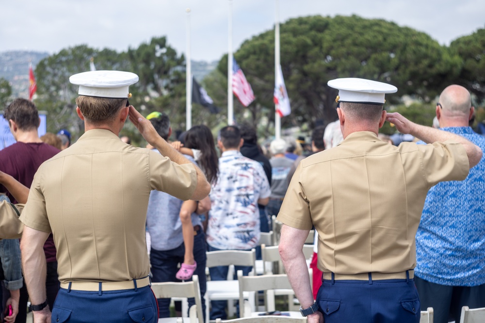 U.S. service members attend Memorial Day observance during LA Fleet Week