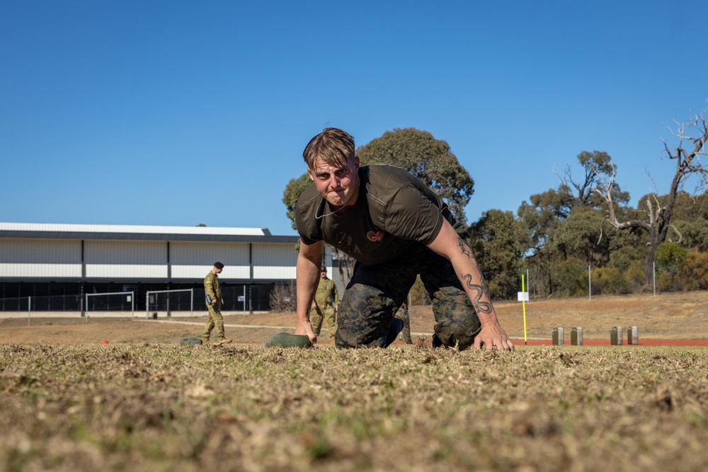 U.S. Marines, Australians compete in physical fitness test, EF88 live-fire range during Coral-Balmoral Cup
