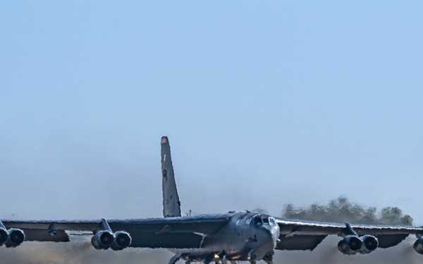 Bomber Task Force Europe: U.S. B-52s take off from Morón AB, Spain