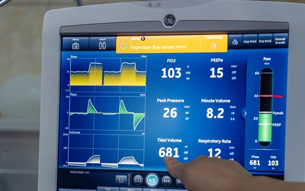 Respiratory technician takes care of patients in the ICU during African Lion 2025