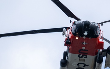 U.S. Coast Guard Air Station Cape Cod MH-60 Jayhawk conducts a search and rescue demonstration during Fleet Week NYC.