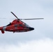 U.S. Coast Guard MH-65 dolphin conducts a search and rescue demonstration off the Homeport Pier in Staten Island during Fleet Week NYC 2025.