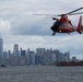 U.S. Coast Guard MH-65 dolphin conducts a search and rescue demonstration off the Homeport Pier in Staten Island during Fleet Week NYC 2025.