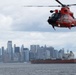 U.S. Coast Guard MH-65 dolphin conducts a search and rescue demonstration off the Homeport Pier in Staten Island during Fleet Week NYC 2025.