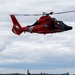 U.S. Coast Guard MH-65 dolphin conducts a search and rescue demonstration off the Homeport Pier in Staten Island during Fleet Week NYC 2025.