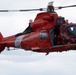 U.S. Coast Guard MH-65 dolphin conducts a search and rescue demonstration off the Homeport Pier in Staten Island during Fleet Week NYC 2025.