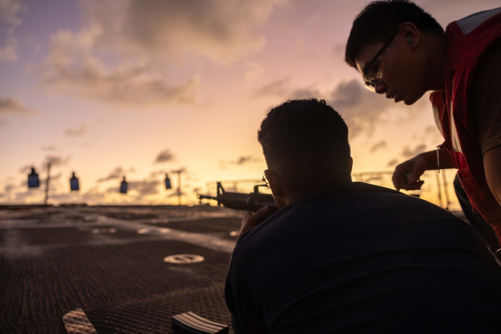 Small Arms Qualification Course aboard USS Ralph Johnson