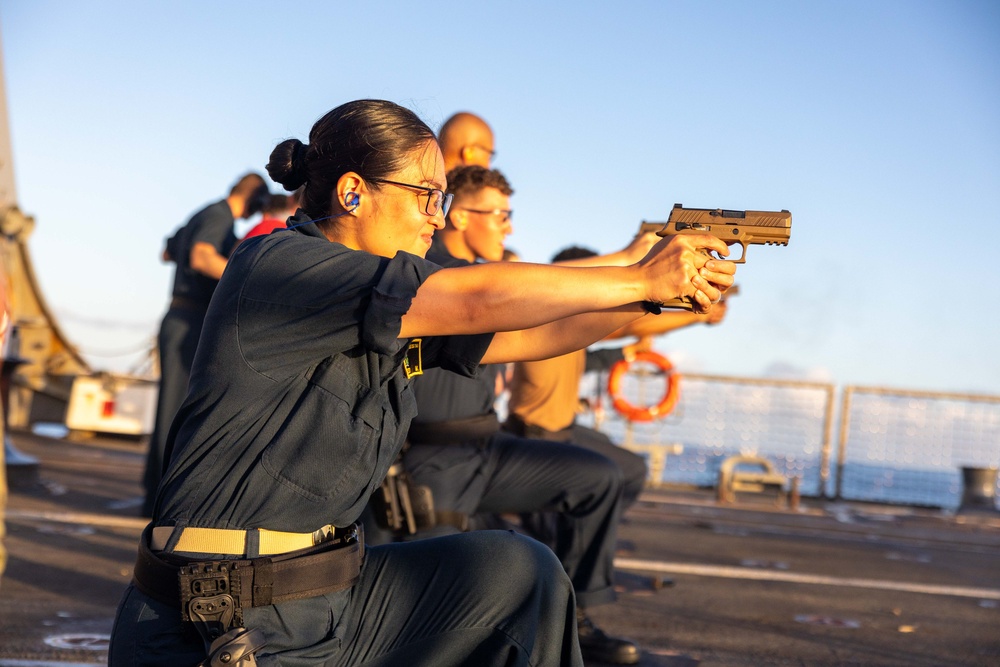 Small Arms Qualification Course aboard USS Ralph Johnson
