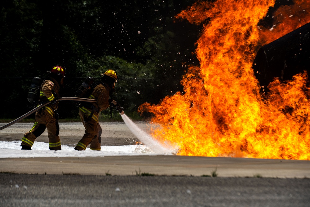Charleston firefighters demonstrate live fire capabilities