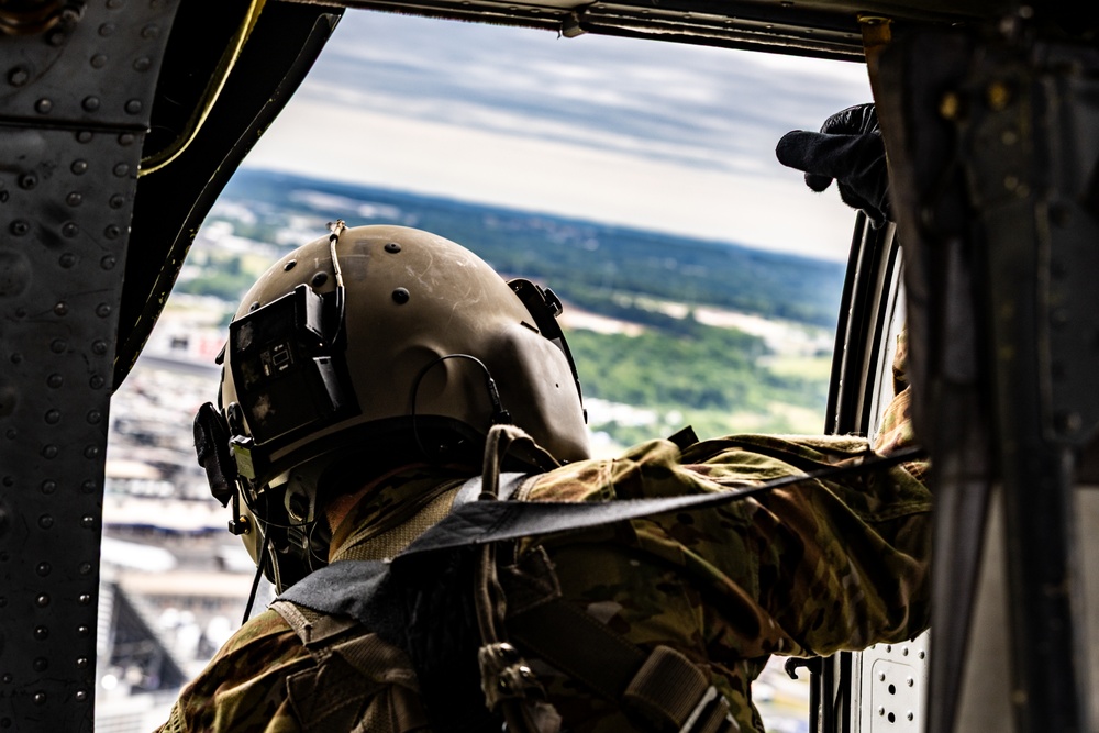 The 82nd Combat Aviation Brigade conducted a flyover and skills demonstration at the 2025 Coca-Cola 600 race
