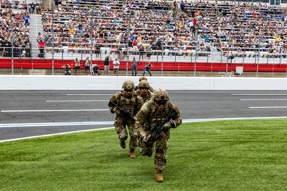 The 82nd Combat Aviation Brigade conducted a flyover and skills demonstration at the 2025 Coca-Cola 600 race