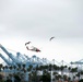 Coast Guard Jayhawk flies over the Port of Los Angeles