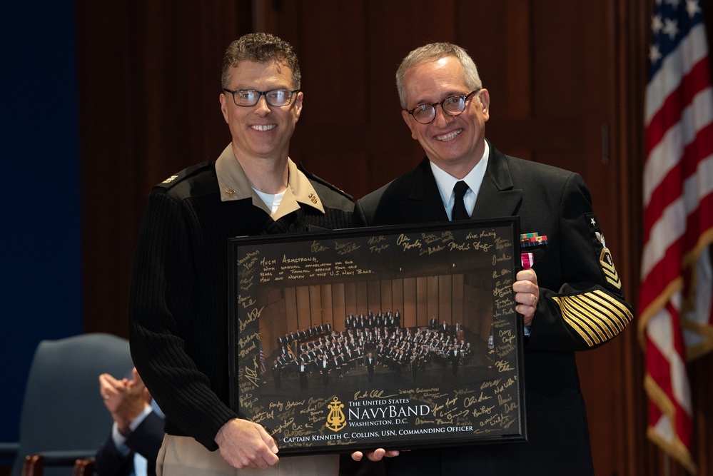 U.S. Navy Band hosts retirement ceremony for Command Masterchief James Armstrong