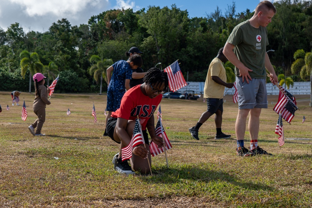 Camp Blaz Marines assist with flag placement for Memorial Day