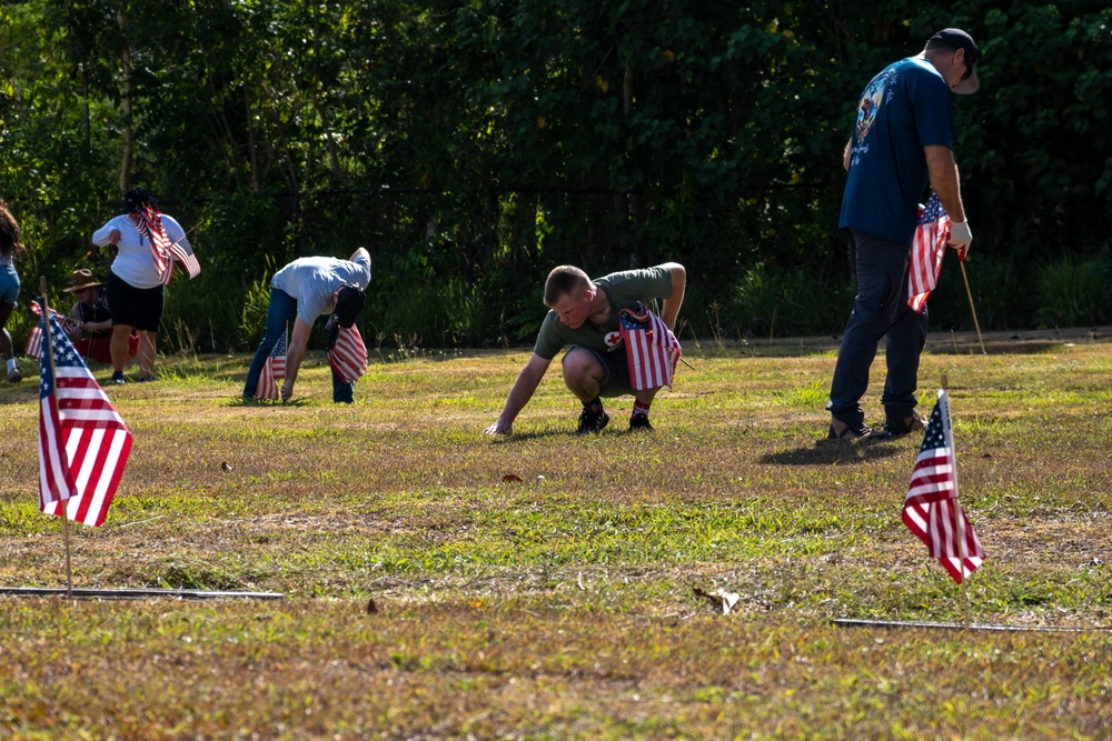 Camp Blaz Marines assist with flag placement for Memorial Day