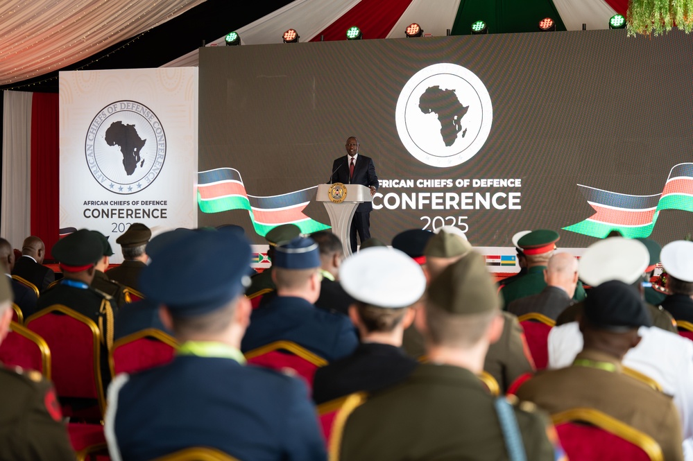 Kenyan President gives remarks during the African Chiefs of Defense Conference 2025