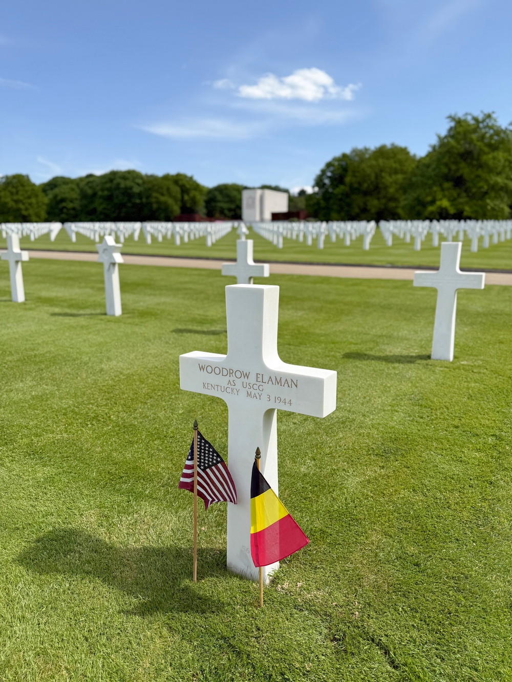 Coast Guard honors fallen WWII Coast Guardsman at Ardennes American Cemetery in Neupré, Belgium