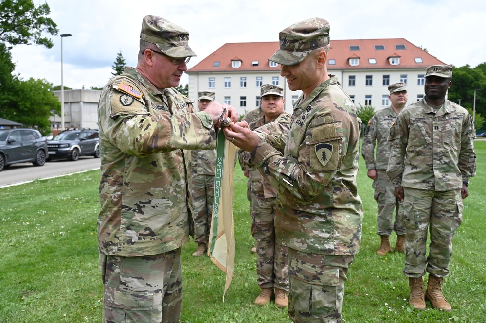 U.S. Army Garrison Stuttgart Headquarters and Headquarters Company receives Safety Excellence Streamer