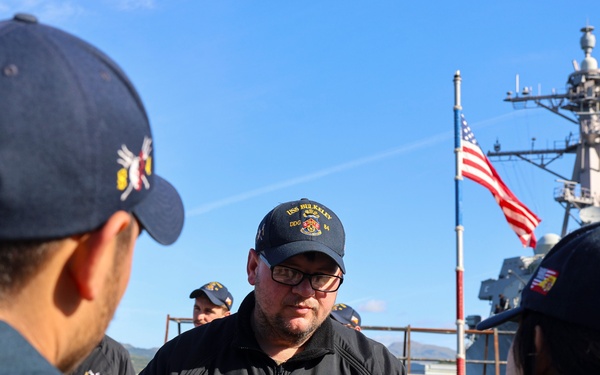 Chief Fire Controlman (Aegis) William Kercher gives topside preservation instructions
