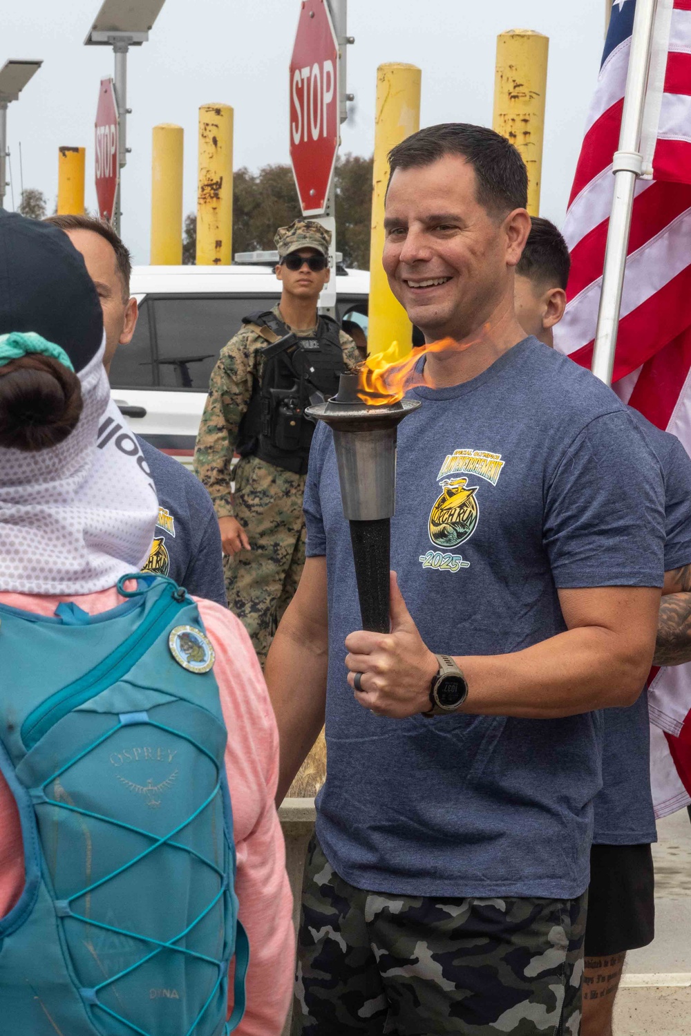 Camp Pendleton Marines participate in the Law Enforcement Torch Run for Special Olympics in Southern California