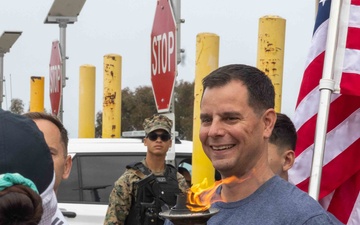 Camp Pendleton Marines participate in the Law Enforcement Torch Run for Special Olympics in Southern California