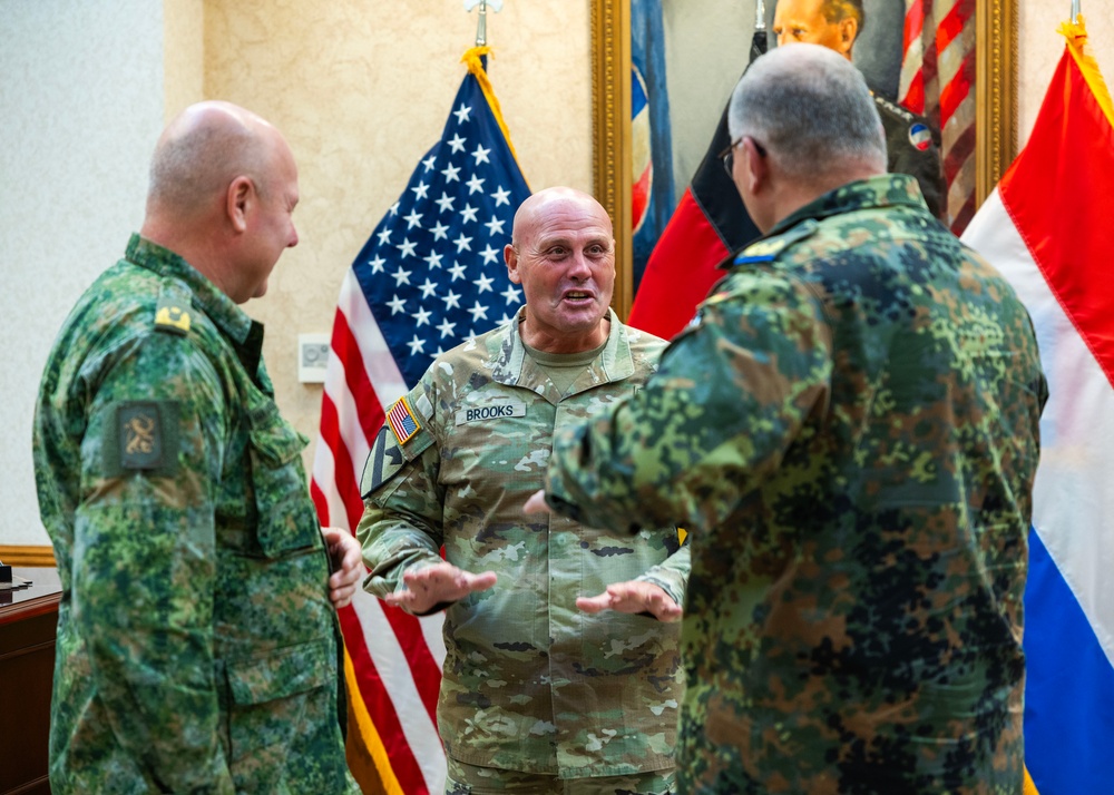 Maj. Gen. Brooks presents gifts to German and Netherlands Generals