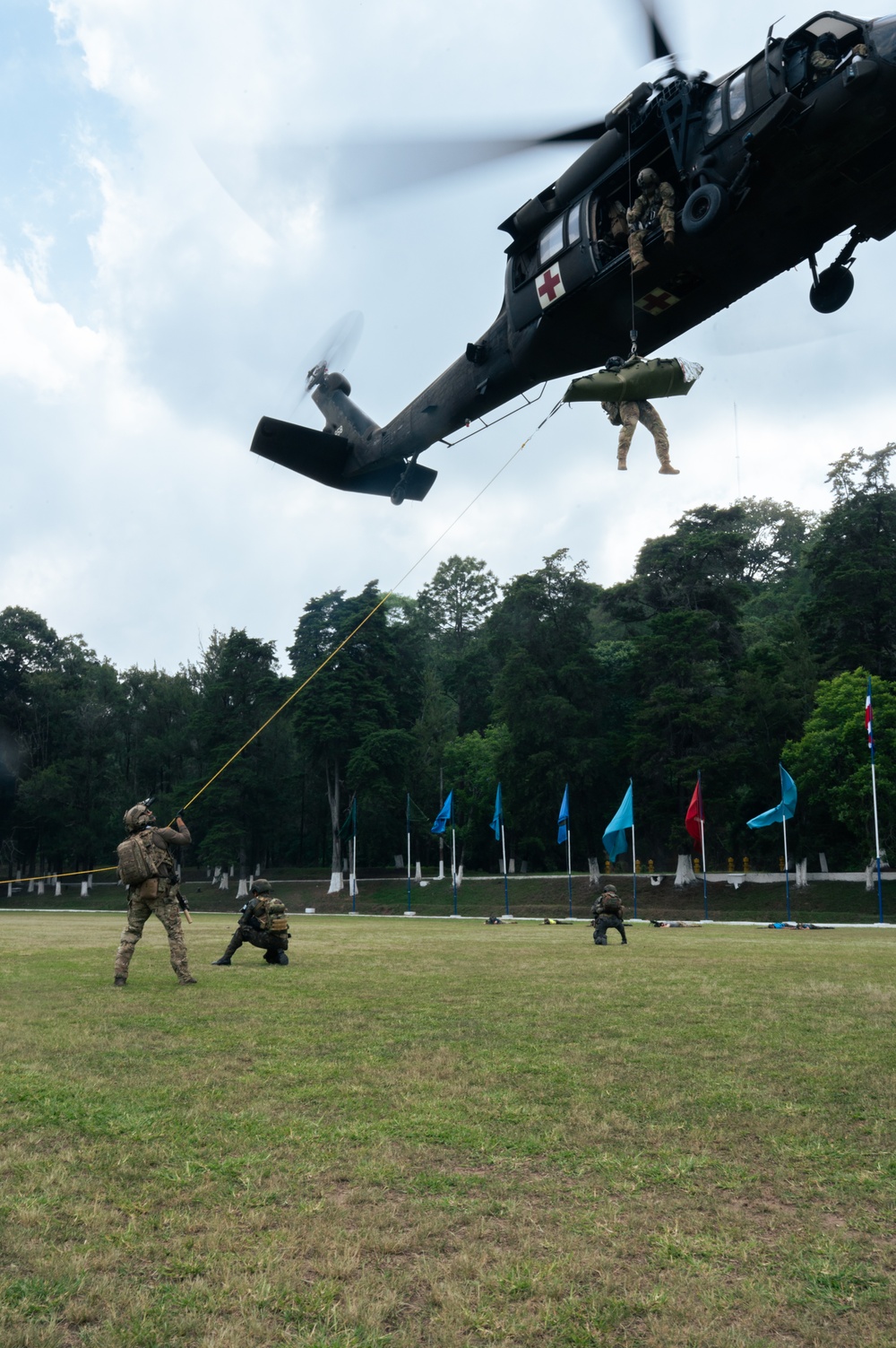 Members of 7th Special Forces Group (Airborne) and Guatemalan special forces conduct hoist training during CENTAM Guardian 25