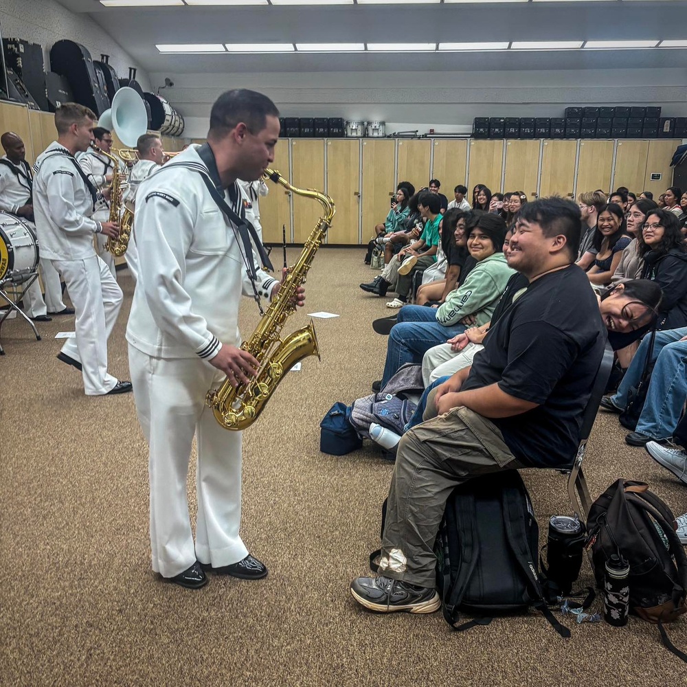 Musician 3rd Class Manny Hartman Performs at Aiea High School, Hawaii