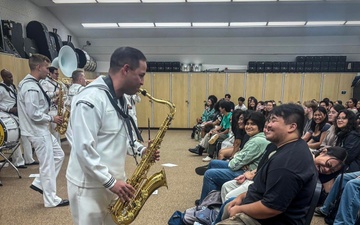 Musician 3rd Class Manny Hartman Performs at Aiea High School, Hawaii