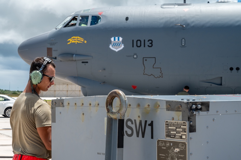 Barksdale B-52s depart Andersen Air Force Base