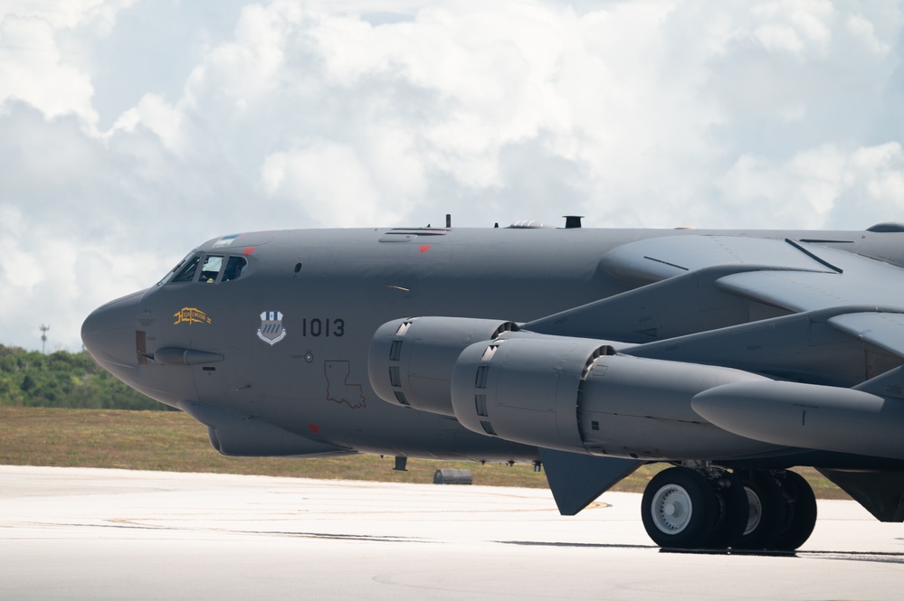 Barksdale B-52s depart Andersen Air Force Base