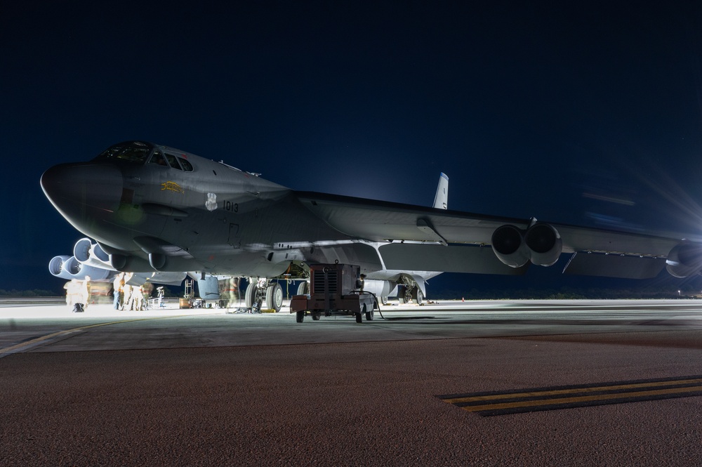 Barksdale B-52s depart Andersen Air Force Base