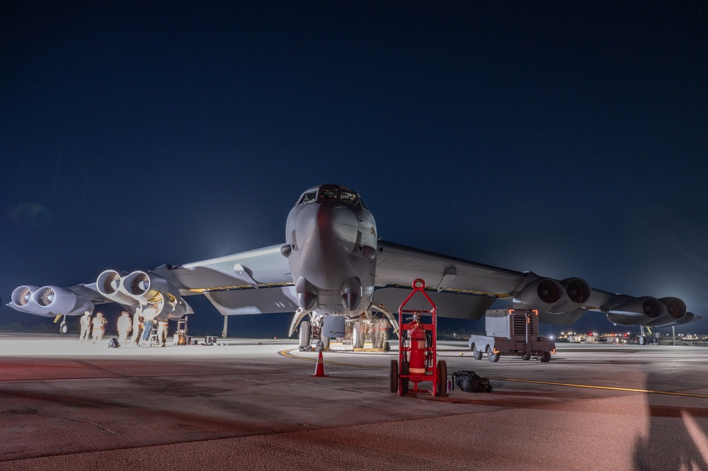 Barksdale B-52s depart Andersen Air Force Base