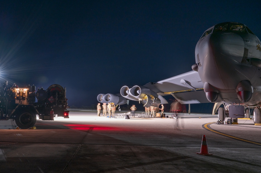 Barksdale B-52s depart Andersen Air Force Base