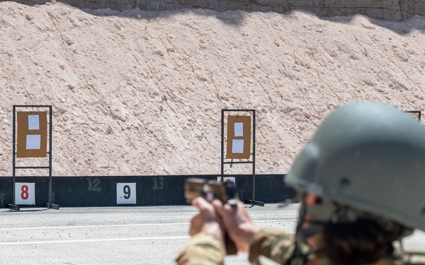 Members of 332nd Air Expeditionary Wing quick strike team qualify on M18 pistol