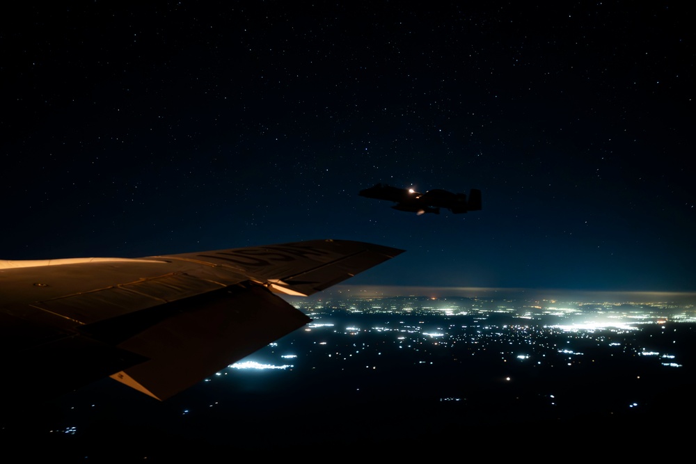 Thunderbolts appear in the night sky over USCENTCOM AOR
