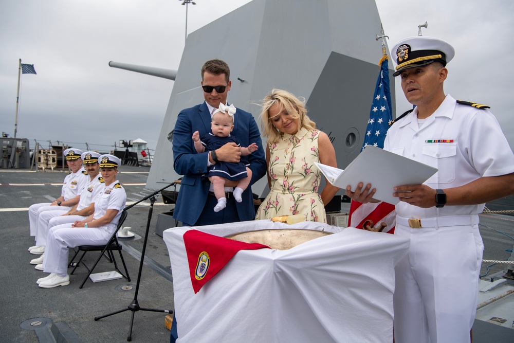Mustin Baby Baptized Aboard Namesake Warship