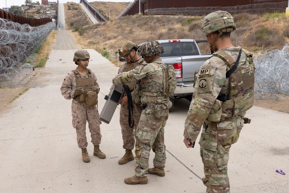 U.S. Soldiers with 549th Military Police share anti-drone training with U.S. Marines