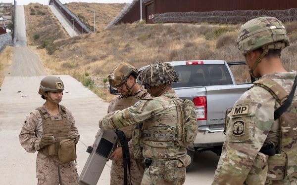U.S. Soldiers with 549th Military Police share anti-drone training with U.S. Marines