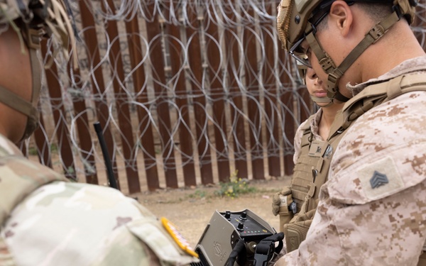 U.S. Soldiers with 549th Military Police share anti-drone training with U.S. Marines