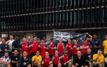 USS Blue Ridge plays futsal with Australian Navy