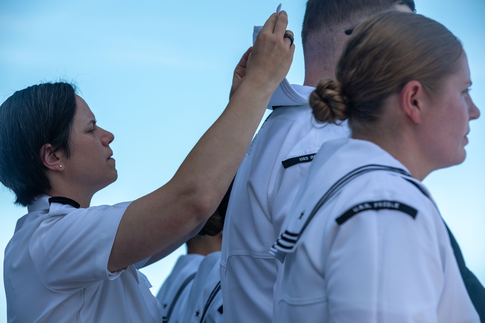 USS Benfold (DDG 65) executive, medical division look sharp for uniform inspection