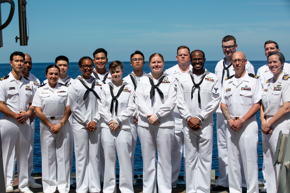 USS Benfold (DDG 65) executive, medical division look sharp for uniform inspection