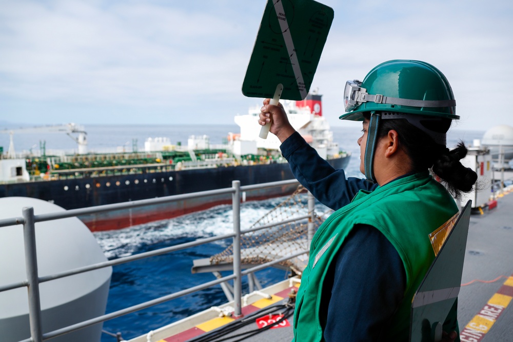 Replenishment At Sea Aboard USS Tripoli